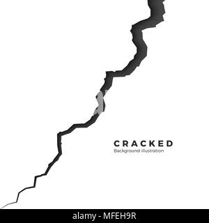 Piano di massa fessurato. Schizzo crack texture. Dividere il terreno dopo il terremoto. Illustrazione di vettore isolato su sfondo bianco Illustrazione Vettoriale