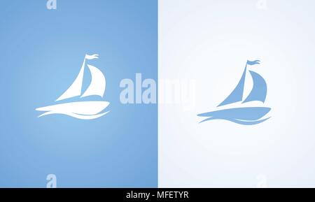 Barca a vela su ocean wave Illustrazione Vettoriale