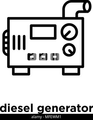 Generatore diesel icona isolati su sfondo bianco, illustrazione vettoriale Illustrazione Vettoriale