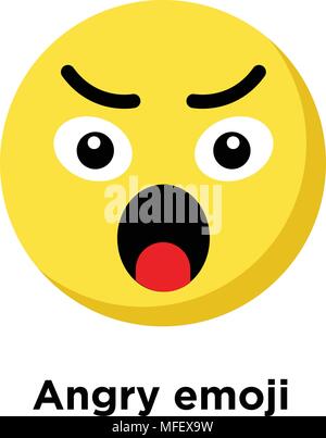 Arrabbiato icona emoji isolati su sfondo bianco, illustrazione vettoriale Illustrazione Vettoriale