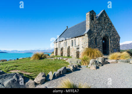 La chiesa del buon pastore Lago Tekapo nuova zelanda mackenzie quartiere isola del sud NZ TEKAPO Lago Tekapo nuova zelanda isola del sud della Nuova Zelanda Foto Stock