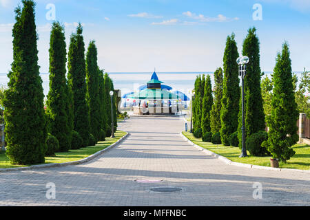 Karven resort beach, Issyk Kul lago, Kirghizistan, in Asia centrale Foto Stock