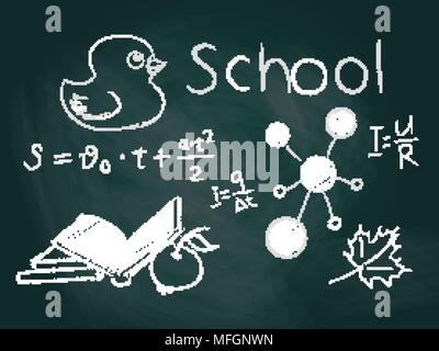 Consiglio scolastico con iscrizioni e disegni con gesso. Illustrazione Vettoriale Illustrazione Vettoriale