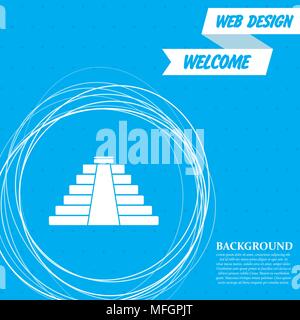 Icona della piramide su uno sfondo blu con abstract cerchi intorno e il luogo per il vostro testo. Illustrazione Vettoriale Illustrazione Vettoriale