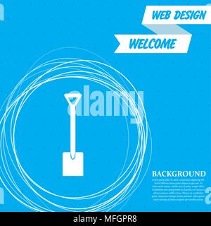 Icona di pala su uno sfondo blu con abstract cerchi intorno e il luogo per il vostro testo. Illustrazione Vettoriale Illustrazione Vettoriale