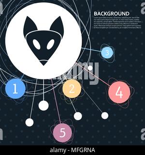Fox icona con lo sfondo per il punto e con stile ed infografico. Illustrazione Vettoriale Illustrazione Vettoriale