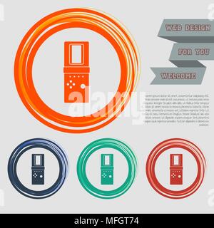 Icona di Tetris sul rosso, blu, verde, arancione pulsanti per il tuo sito web e design con uno spazio di testo. Illustrazione Vettoriale Illustrazione Vettoriale