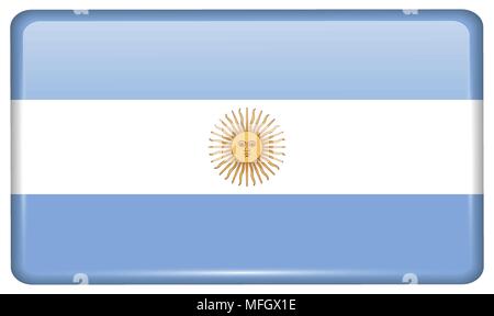 Le bandiere di Argentina nella forma di un magnete sul frigo con riflessi di luce. Illustrazione Vettoriale Illustrazione Vettoriale