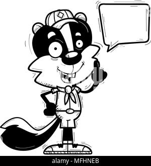 Un cartoon illustrazione di un maschio di skunk scout parlando. Illustrazione Vettoriale