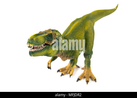 Tyrannosaur dinosauro modello in plastica su sfondo bianco Foto Stock