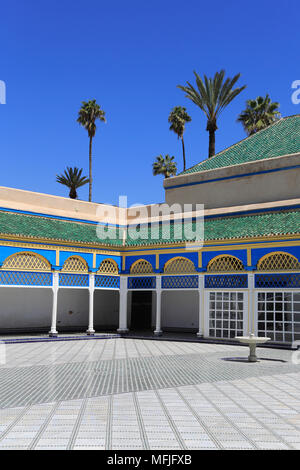 Cortile, Palazzo Bahia, Sito Patrimonio Mondiale dell'UNESCO, Marrakesh (Marrakech), Marocco, Africa Settentrionale, Africa Foto Stock