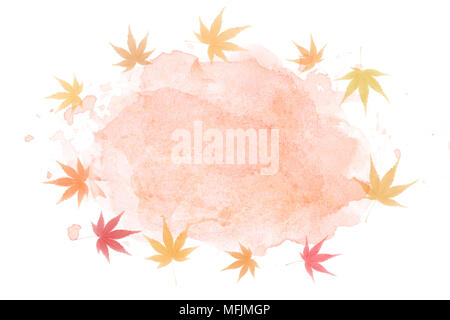 Autunno giapponese maple leaf abstract acquerello su sfondo di vernice Foto Stock