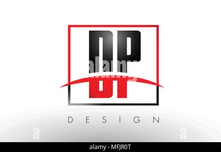 DP D P lettere del logo con il rosso e il nero i colori e Swoosh. Creative Design lettera vettore. Illustrazione Vettoriale