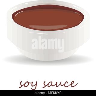 Piatto di salsa di soia illustrazione isolato su bianco Illustrazione Vettoriale