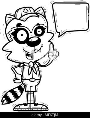 Un cartoon illustrazione di una femmina di raccoon scout parlando. Illustrazione Vettoriale