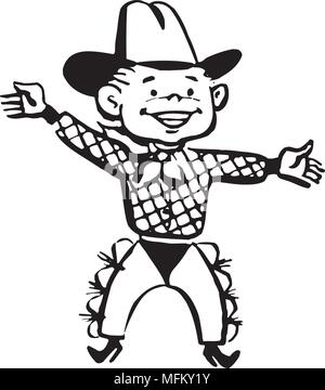 Little Cowboy - retrò illustrazione clipart Illustrazione Vettoriale