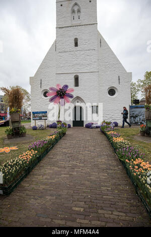 Noordwijkerhout, Paesi Bassi - 21 Aprile 2017: decorazioni floristiche al tradizionale corteo dei fiori Bloemencorso da Noordwijk a Haarlem nel th Foto Stock