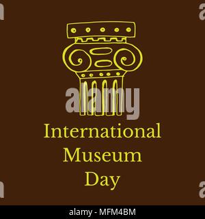 La Giornata Internazionale dei Musei. Il concetto di evento. 18 maggio. Colonna Romana. Sfondo nero Illustrazione Vettoriale
