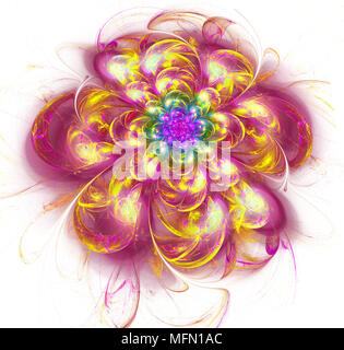 Abstract futuristico frattale fiori colorati motivo floreale. 3D render illustrazione. arte fantasy pattern. arte digitale elemento di design abstract psyched Foto Stock