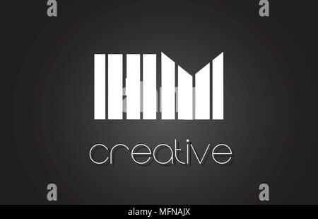 HM H M Lettera Creative Logo Design con il bianco e nero delle linee. Illustrazione Vettoriale