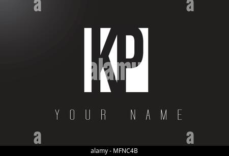 KP lettera con il logo in bianco e nero lettere lo spazio negativo Design. Illustrazione Vettoriale