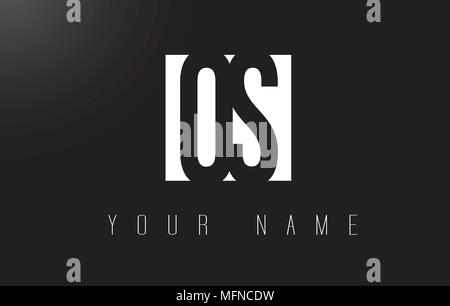 OS lettera con il logo in bianco e nero lettere lo spazio negativo Design. Illustrazione Vettoriale