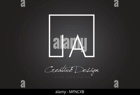 IA Square incorniciato lettera Logo Design vettore con i colori nero e bianco. Illustrazione Vettoriale