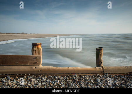 E Groyne Pagham Harbour, REGNO UNITO Foto Stock