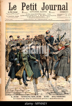 Disordini in Russia: moti rivoluzionari nel 1905. L'arresto di un leader di sciopero a San Pietroburgo alla fine del 1905 moti. Da "Le Petit Journal', Parigi, 24 dicembre 1905. Foto Stock