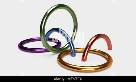 3D reso Abstract anelli metallici in background Foto Stock