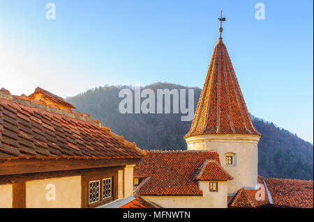 La torre del Castello di Bran, Transilvania, Romania Foto Stock