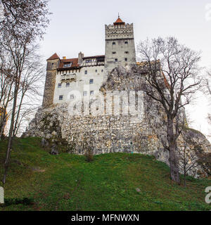 Il Castello di Dracula nella crusca, Romania. Esso viene commercializzato come la casa del vampiro Dracula di Bram Stoker del romanzo di carattere. Foto Stock