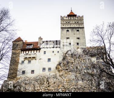 Il Castello di Dracula nella crusca, Romania. Esso viene commercializzato come la casa del vampiro Dracula di Bram Stoker del romanzo di carattere. Foto Stock