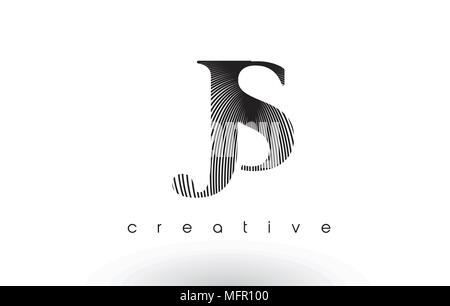 JS Logo Design con linee multiple. Elegante artistica in bianco e nero Icona Linee illustrazione vettoriale. Illustrazione Vettoriale