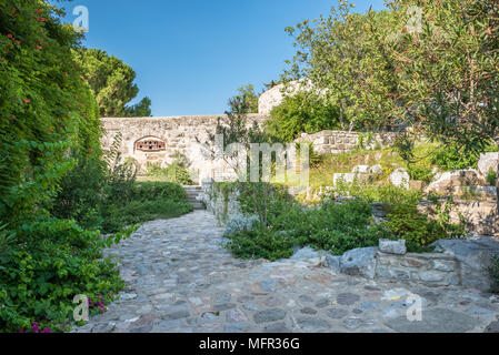 Vista interna dell' antico castello antico di San Pietro o il Castello di Bodrum a Bodrum,Turchia. Foto Stock