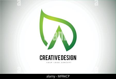 Una foglia lettera Logo Design con foglia verde profilo illustrazione vettoriale. Illustrazione Vettoriale