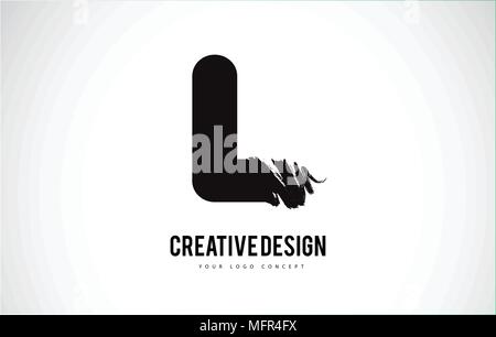 L Lettera Design spazzola corsa di vernice. Lettera con logo nero colpo di pennello. Illustrazione Vettoriale
