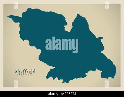 Città moderna mappa - Sheffield City of England Regno Unito Illustrazione Vettoriale