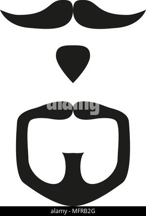 Bianco e nero BARBA BAFFI pizzetto silhouette set. Hipster illustrazione vettoriale per la carta regalo certificato sticker, badge, firma timbro, logo, etichette, Illustrazione Vettoriale