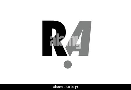 Creative icona logo combinazione di lettere dell'alfabeto ra r a in nero e grigio isolato su sfondo bianco con un semplice design efficiente Illustrazione Vettoriale