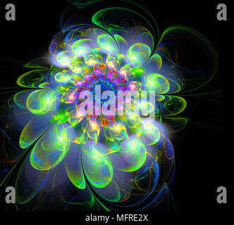 Abstract fractal avveniristico fiore coloratissimo pattern. 3D render illustrazione di un frattale. arte fantasy pattern. arte digitale elemento di design abstract p Foto Stock
