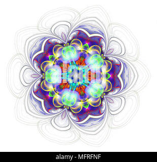 Abstract fractal avveniristico fiore coloratissimo pattern. 3D render illustrazione di un frattale. arte fantasy pattern. arte digitale elemento di design abstract p Foto Stock