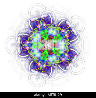 Abstract fractal avveniristico fiore coloratissimo pattern. 3D render illustrazione di un frattale. arte fantasy pattern. arte digitale elemento di design abstract p Foto Stock