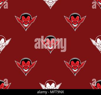 Diavolo Rosso testa seamless pattern, adatto per tema Halloween. Illustrazione Vettoriale
