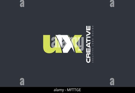 Uniti misto Lettera combinazione ux u x alfabeto blu verde tecnologia blackground media icona logo di società di progettazione Illustrazione Vettoriale