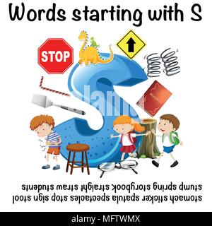 Parole che iniziano con la lettera S illustrazione Illustrazione Vettoriale
