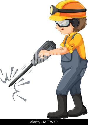 Lavoratore di data mining su sfondo bianco illustrazione Illustrazione Vettoriale