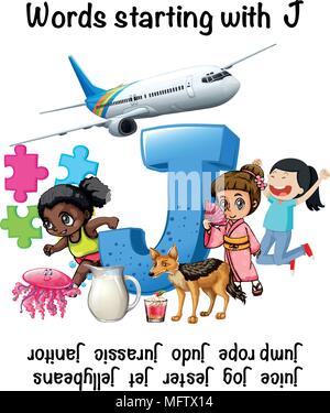 Parole che iniziano con la lettera J illustrazione Illustrazione Vettoriale