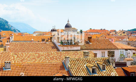 Architettura della città vecchia di Dubrovnik, Croazia. Vista da pareti Foto Stock