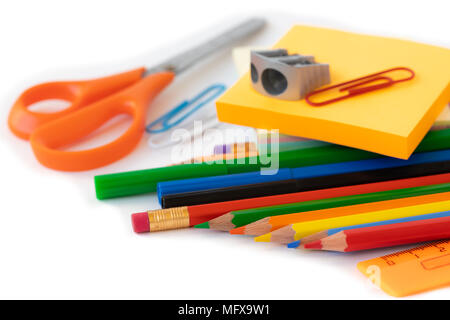 Si torna a scuola forniture, isolato, settembre 1 cartolina Foto Stock